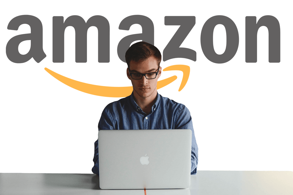 a person with a laptop working for amazon accounts management services