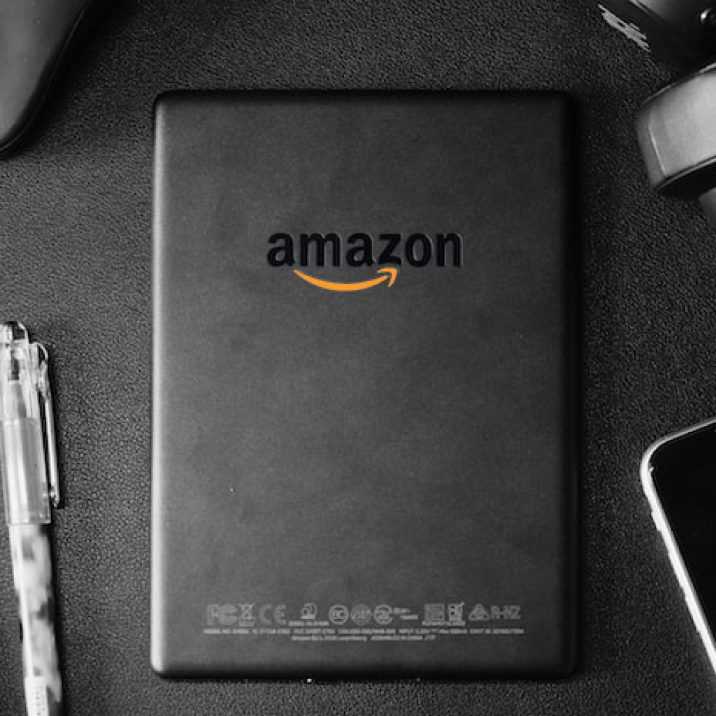 a picture of a tablet wriiten amazon on it