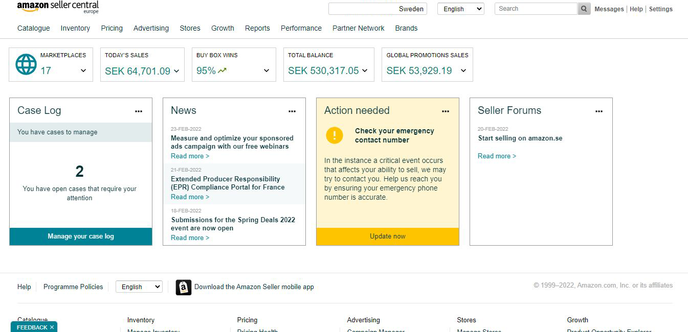 an amazon seller account page screenshot