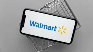 walmart logo inside a mobile screen above a cart describing walmart account creation services