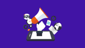a purple background photo describing social media branding strategies,